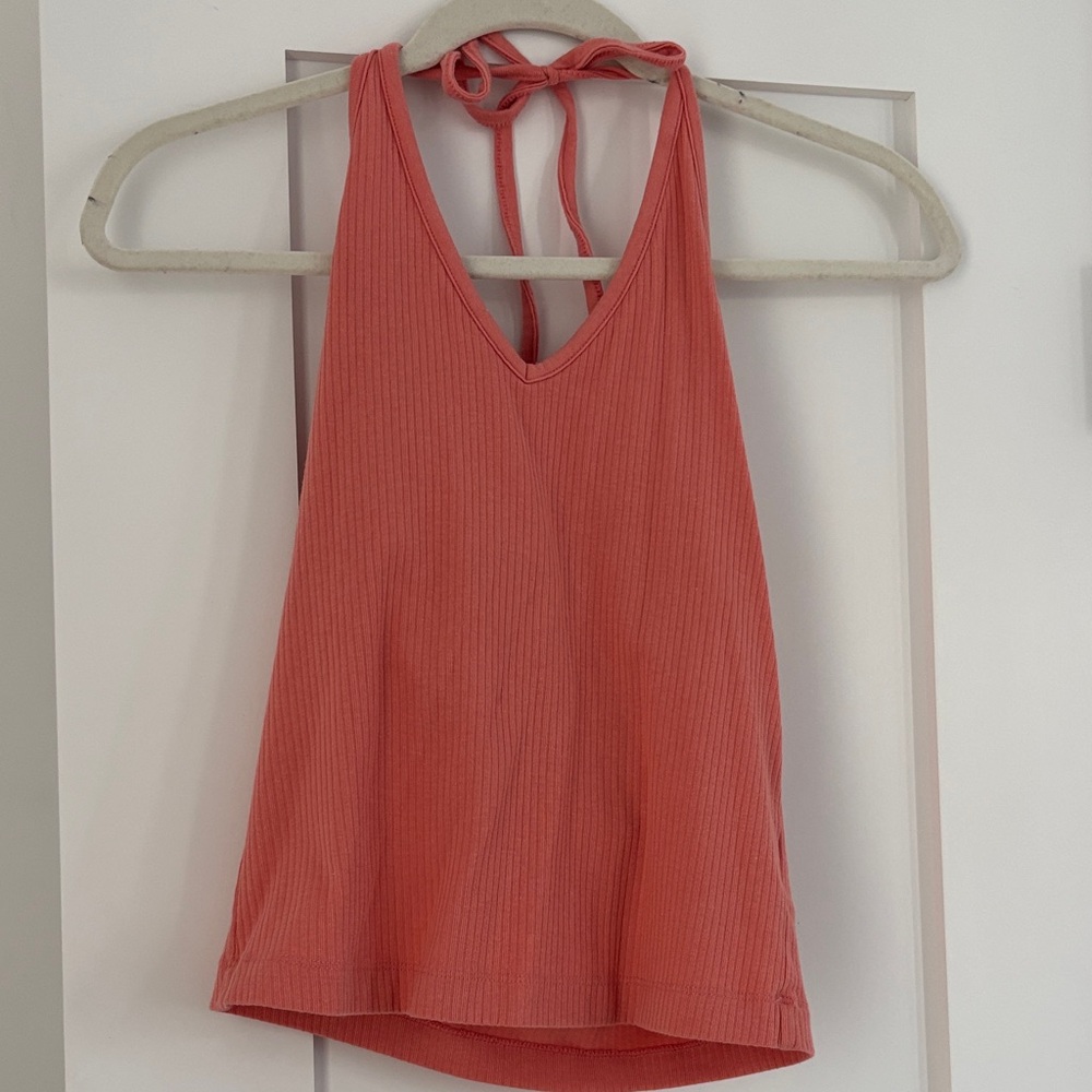 Old Navy Coral Ribbed Halter Tank Top